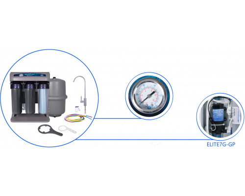 Aquafilter ELITE7G-GP 7-ми ст. фільтр зворотного осмосу з Насосом, манометром і іонізатором