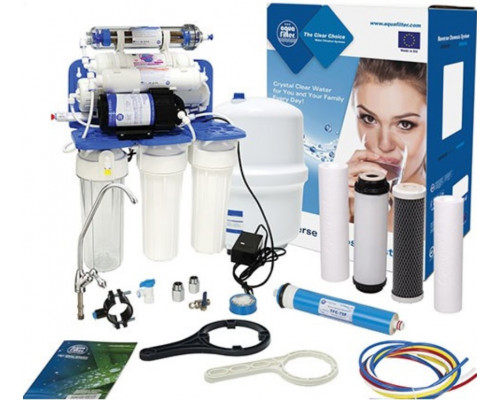 Aquafilter 7-ми ст. фільтр зворотного осмосу RP-RO7-75 з насосом, мінераліз., та іонізатором