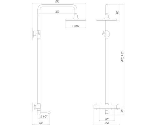 Душова система Globus Lux Termostatic Q GLM-0041T-BB