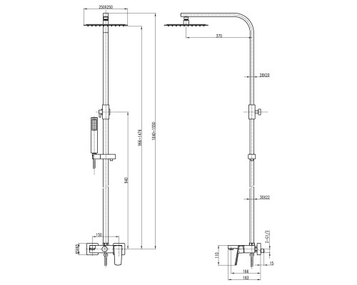 Душова система TOPAZ LEXI TL 21102-H57-BL