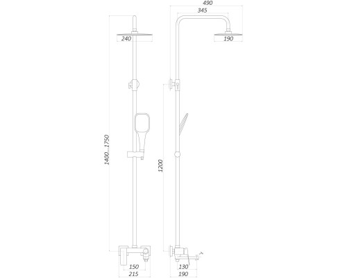 Душова система TOPAZ ODISS TO 18102-H52-BL