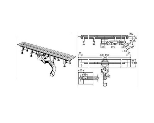 Душовий лоток Advantix Vario 30-120 см VIEGA 721671