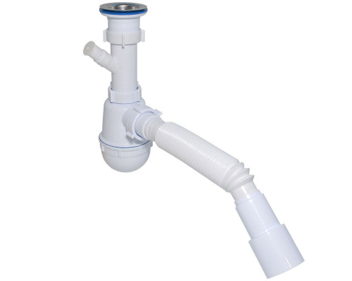 Сифон Waterstal А-40059 для мийки 1 1/2″ з відводом під пральну машину