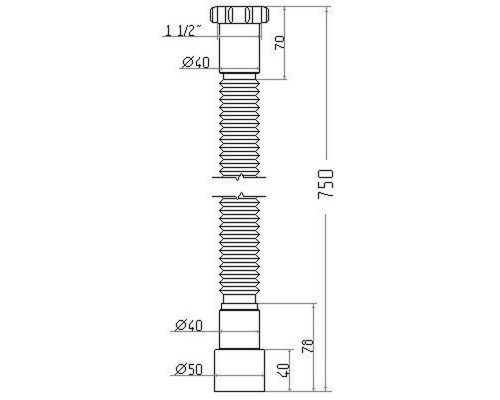 Гнучка труба Waterstal АС-1013 1 1/2″х40/50 з гайкою, 750мм