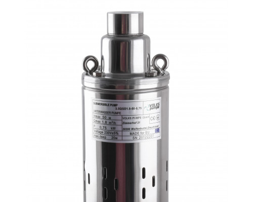 Насос свердловинний шнековий VOLKS pumpe 3,5 QGD 1,8-50-0,75кВт 3,5 дюйми + кабель 15м