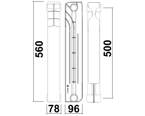 Радіатор біметалевий секційний GALLARDO BIPOWER 500/96 (кратно 10)