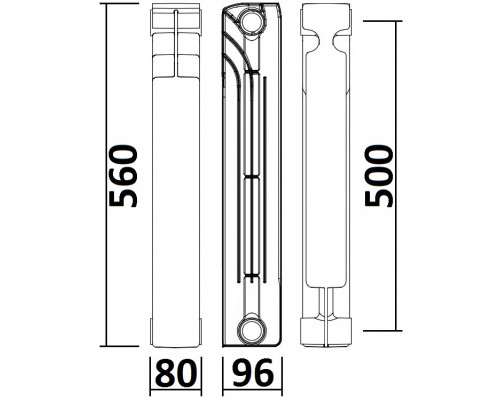 Радіатор біметалевий секційний QUEEN THERM 500/96 (кратно 10)