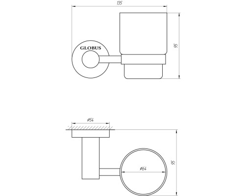 Стакан одинарний Globus Lux SS 8409  SUS304