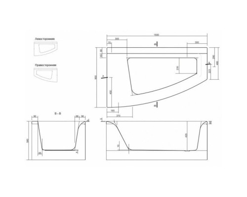 VIRGO MAX  Ванна 150x90 права