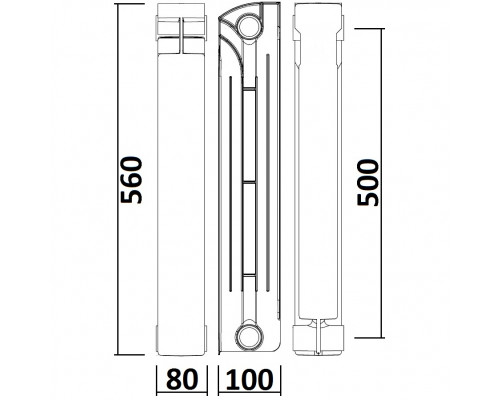 Радіатор біметалевий секційний QUEEN THERM 500/100 (кратно 10)