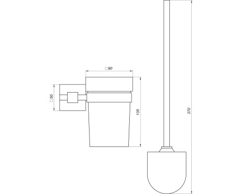Йоржик настінний Globus Lux BQ9429A без кришки чорний матовий SUS304