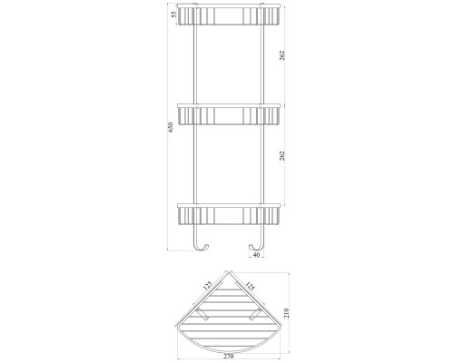 Поличка потрійна кутова TOPAZ 4134