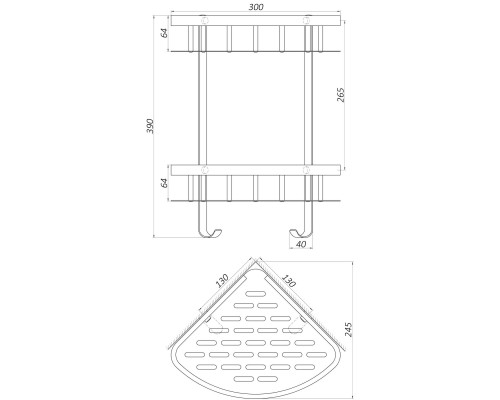 Полка подвійна кутова TOPAZ TKB-9902-BL