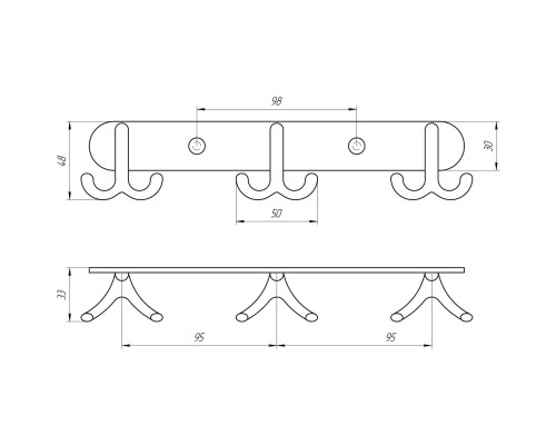 Планка з гачками Perfect Sanitary Appliances RM 1502-3