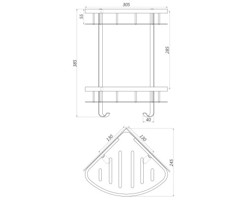 Полка подвійна кутова Globus Lux BS8422