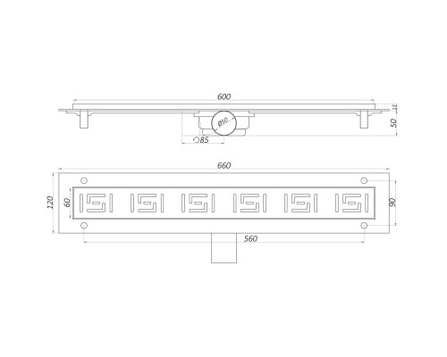 Трап лінійний душовий TILLO TM009-60 60см