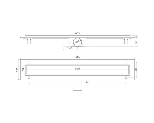 Трап лінійний душовий TILLO TM009-60C 60см