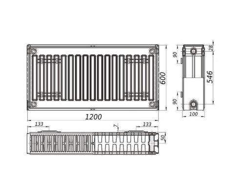 Радіатор сталевий панельний QUEEN THERM 22 бок 600х1200