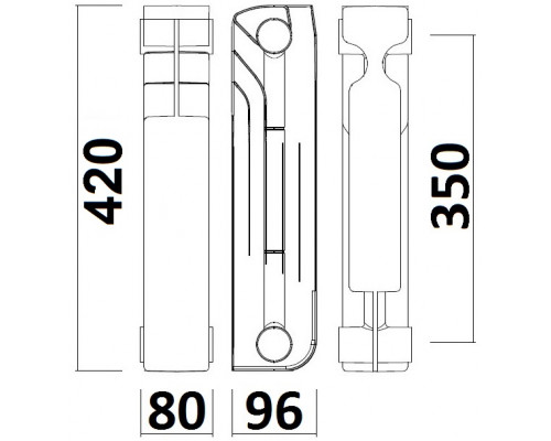 Радіатор біметалевий секційний QUEEN THERM 350/96 (кратно 10)