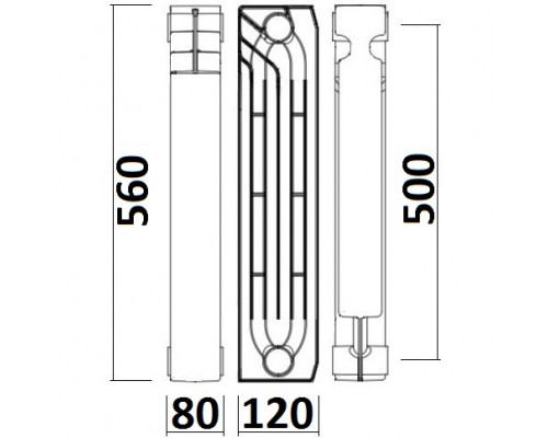 Радіатор біметалевий секційний QUEEN THERM 500/120 (кратно 10)