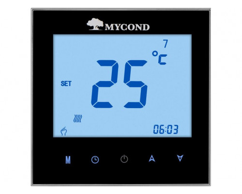 Термостат квадратний сенсорний чорний LCD 2 канали AC220V Wi-Fi /MС-TRF-B2F-B-4 MYCOND/