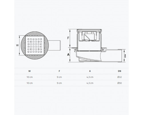 Трап душовий TILLO TM421 10х10см