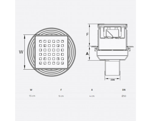 Трап душовий TILLO TM432 15х15см
