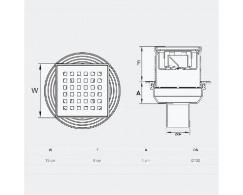 Трап душовий TILLO TM434 15х15см