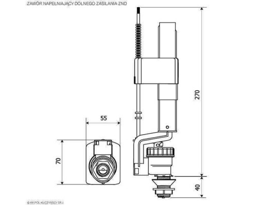 Клапан заповнення K.K.POL ZND/111- 1/2″ РР, нижн. пластик