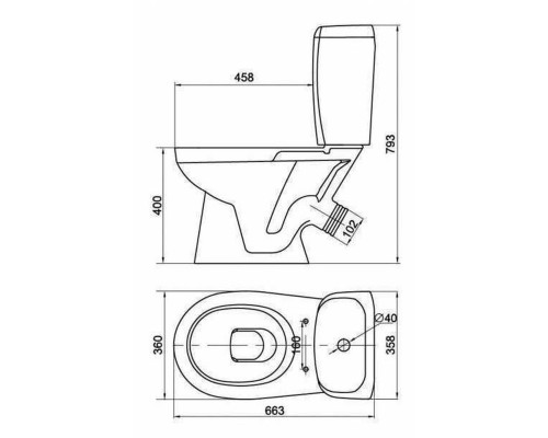 Компакт Cersanit 382 KORAL 031 3/6 з кришкою поліпропілен
