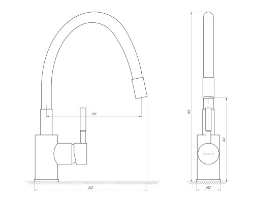 Змішувач для кухні Globus Lux LAZER GLLR-0203SW