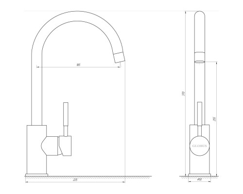 Змішувач для кухні Globus Lux LAZER GLLR-0203S-11-GRAPHITE