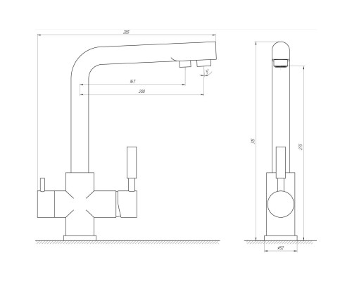 Змішувач для кухні під осмос Globus Lux LAZER GLLR-0888-8-StSTEEL