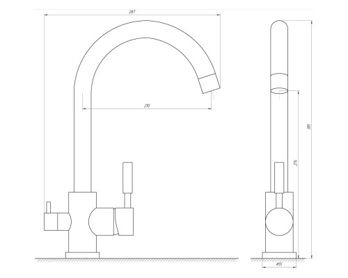 Змішувач для кухні під осмос Globus Lux LAZER GLLR-0333-11-GRAPHITE