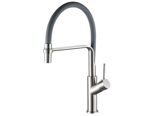 Змішувач для кухні Globus Lux DENVER Flex GDF-32-08-02 Сталь-Сірий Гофровилив, латунь