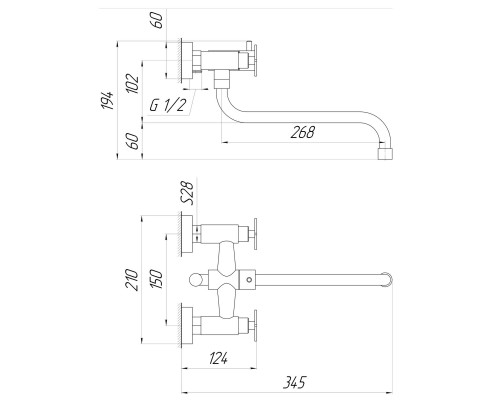 Змішувач для ванни Globus Lux DUKAT SD4-208L