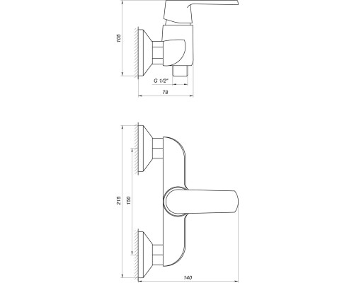 Змішувач для душу Globus Lux Laguna GLA-0105-10-BB