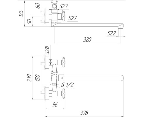 Змішувач для ванни Globus Lux DUKAT SD4-208