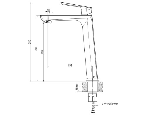Змішувач для умивальника TOPAZ LEXI TL 21203-H57
