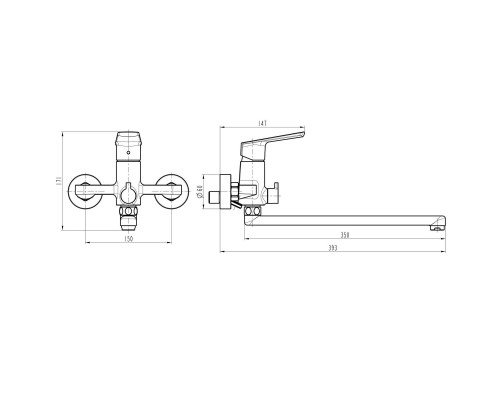 Змішувач для ванни TOPAZ LEXI TL21208A-H57-W
