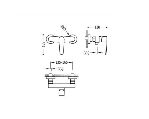 Змішувач для душу TRES FLAT 20416701