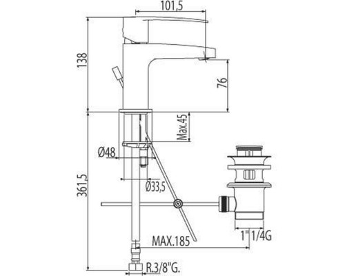 Змішувач для умивальника TRES FLAT 20410301